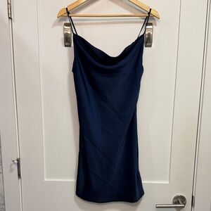 Urban Outfitters Satin Navy Mini Dress